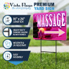 Massage (magenta) 2 Pack Double-Sided Yard Signs 16" x 24" with Metal Stakes (Made in Texas)