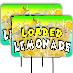Loaded Lemonade 2 Pack Double-Sided Yard Signs 16" x 24" with Metal Stakes (Made in Texas)