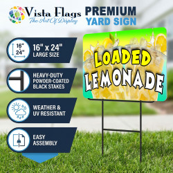 Loaded Lemonade 2 Pack Double-Sided Yard Signs 16" x 24" with Metal Stakes (Made in Texas)