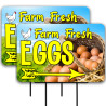 Farm Fresh Eggs 2 Pack Double-Sided Yard Signs 16" x 24" with Metal Stakes (Made in Texas)