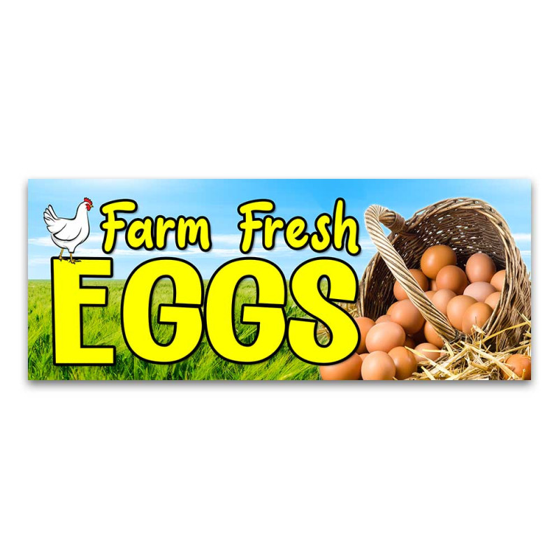 Farm Fresh Eggs Vinyl Banner with Optional Sizes (Made in the USA)