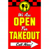We are Open for Takeout (Arrow) Economy A-Frame Sign 2 Feet Wide by 3 Feet Tall
