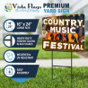 Country Music Festival 2 Pack Double-Sided Yard Signs 16" x 24" with Metal Stakes (Made in Texas)