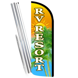 RV Resort Premium Windless Feather Flag Bundle (Complete Kit) OR Optional Replacement Flag Only