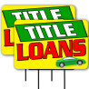 Title Loans  2 Pack Double-Sided Yard Signs 16" x 24" with Metal Stakes (Made in Texas)