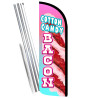 Cotton Candy Bacon Premium Windless Feather Flag Bundle (Complete Kit) OR Optional Replacement Flag Only