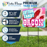 Cotton Candy Bacon 2 Pack Double-Sided Yard Signs 16" x 24" with Metal Stakes (Made in Texas)