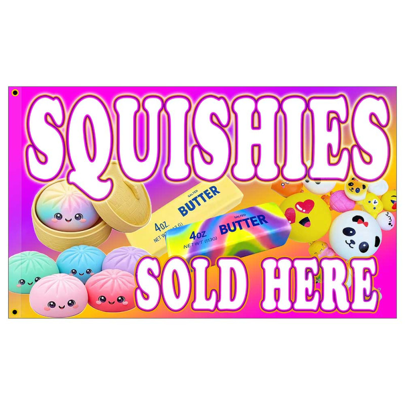 Squishies Sold Here Premium 3x5 Flag OR Optional Flag with Mounting Kit