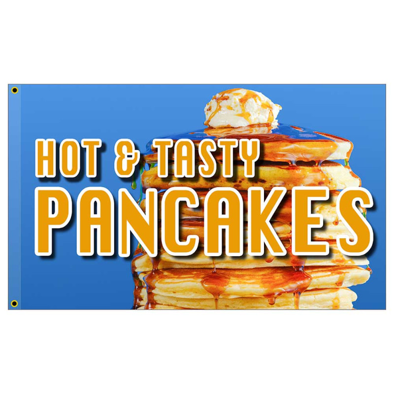Hot & Tasty Pancakes Premium 3x5 Flag OR Optional Flag with Mounting Kit
