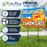 Breakfast Sandwiches 2 Pack Double-Sided Yard Signs 16" x 24" with Metal Stakes (Made in Texas)