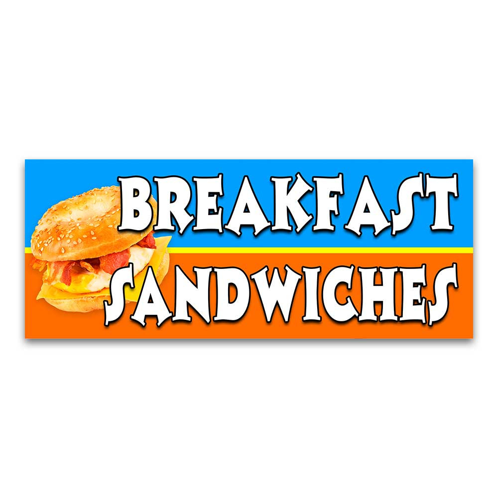 Breakfast Sandwiches Vinyl Banner with Optional Sizes (Made in the USA)