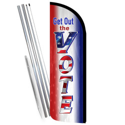 Get Out the Vote Premium Windless Feather Flag Bundle (Complete Kit) OR Optional Replacement Flag Only 