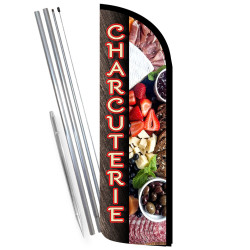 Charcuterie Premium Windless Feather Flag Bundle (Complete Kit) OR Optional Replacement Flag Only