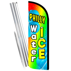 Philly Water Ice Premium Windless Feather Flag Bundle (Complete Kit) OR Optional Replacement Flag Only 