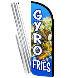 Gyro Fries Premium Windless Feather Flag Bundle (Complete Kit) OR Optional Replacement Flag Only 