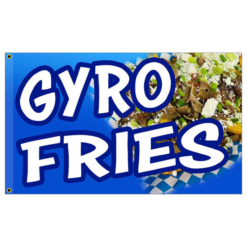 Gyro Fries Premium 3x5 Flag OR Optional Flag with Mounting Kit