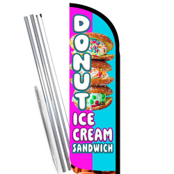 Donut Ice Cream Sandwich Premium Windless Feather Flag Bundle (Complete Kit) OR Optional Replacement Flag Only 