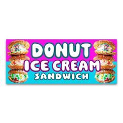 Donut Ice Cream Sandwich Vinyl Banner with Optional Sizes (Made in the USA) 