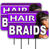 Hair Braids 2 Pack Double-Sided Yard Signs 16" x 24" with Metal Stakes (Made in Texas)