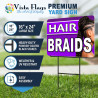 Hair Braids 2 Pack Double-Sided Yard Signs 16" x 24" with Metal Stakes (Made in Texas)