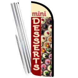 Mini Desserts Premium Windless Feather Flag Bundle (Complete Kit) OR Optional Replacement Flag Only 