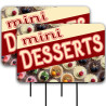 Mini Desserts 2 Pack Double-Sided Yard Signs 16" x 24" with Metal Stakes (Made in Texas)