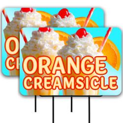 Orange Creamsicle 2 Pack Double-Sided Yard Signs 16" x 24" with Metal Stakes (Made in Texas)