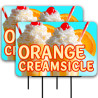 Orange Creamsicle 2 Pack Double-Sided Yard Signs 16" x 24" with Metal Stakes (Made in Texas)