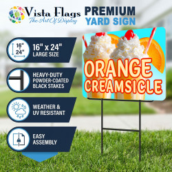 Orange Creamsicle 2 Pack Double-Sided Yard Signs 16" x 24" with Metal Stakes (Made in Texas)
