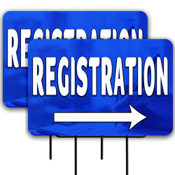Registration 2 Pack Double-Sided Yard Signs 16" x 24" with Metal Stakes (Made in Texas)