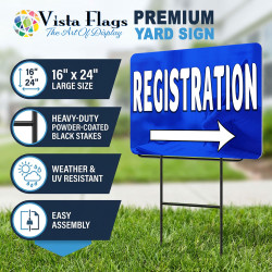 Registration 2 Pack Double-Sided Yard Signs 16" x 24" with Metal Stakes (Made in Texas)