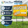 Register Here 2 Pack Double-Sided Yard Signs 16" x 24" with Metal Stakes (Made in Texas)