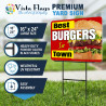 Best Burgers in Town 2 Pack Double-Sided Yard Signs 16" x 24" with Metal Stakes (Made in Texas)
