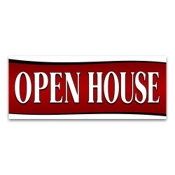 Open House (red) Vinyl Banner with Optional Sizes (Made in the USA) 