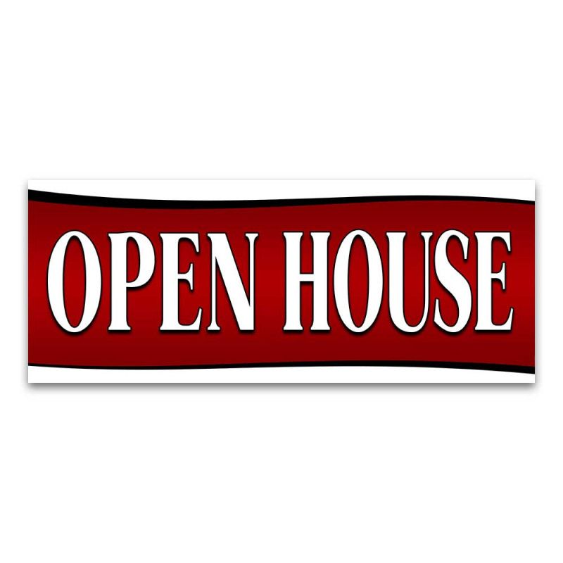 Open House (red) Vinyl Banner with Optional Sizes (Made in the USA)