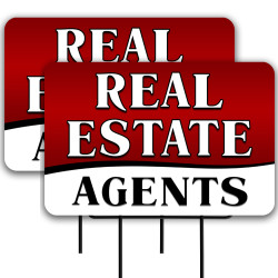 Real Estate Agents 2 Pack Double-Sided Yard Signs 16" x 24" with Metal Stakes (Made in Texas)
