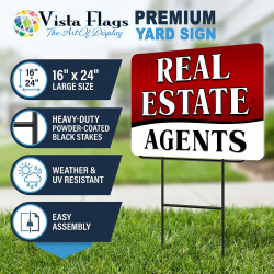 Real Estate Agents 2 Pack Double-Sided Yard Signs 16" x 24" with Metal Stakes (Made in Texas)