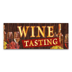 Wine Tasting (wood) Vinyl Banner with Optional Sizes (Made in the USA) 