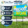 Preschool & Daycare 2 Pack Double-Sided Yard Signs 16" x 24" with Metal Stakes (Made in Texas)