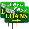 Easy Loans 2 Pack Double-Sided Yard Signs 16" x 24" with Metal Stakes (Made in Texas)