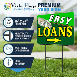 Easy Loans 2 Pack Double-Sided Yard Signs 16" x 24" with Metal Stakes (Made in Texas)