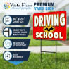 Driving School 2 Pack Double-Sided Yard Signs 16" x 24" with Metal Stakes (Made in Texas)