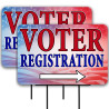 Voter Registration 2 Pack Double-Sided Yard Signs 16" x 24" with Metal Stakes (Made in Texas)