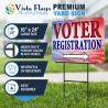 Voter Registration 2 Pack Double-Sided Yard Signs 16" x 24" with Metal Stakes (Made in Texas)