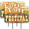 Fall Festival 2 Pack Double-Sided Yard Signs 16" x 24" with Metal Stakes (Made in Texas)