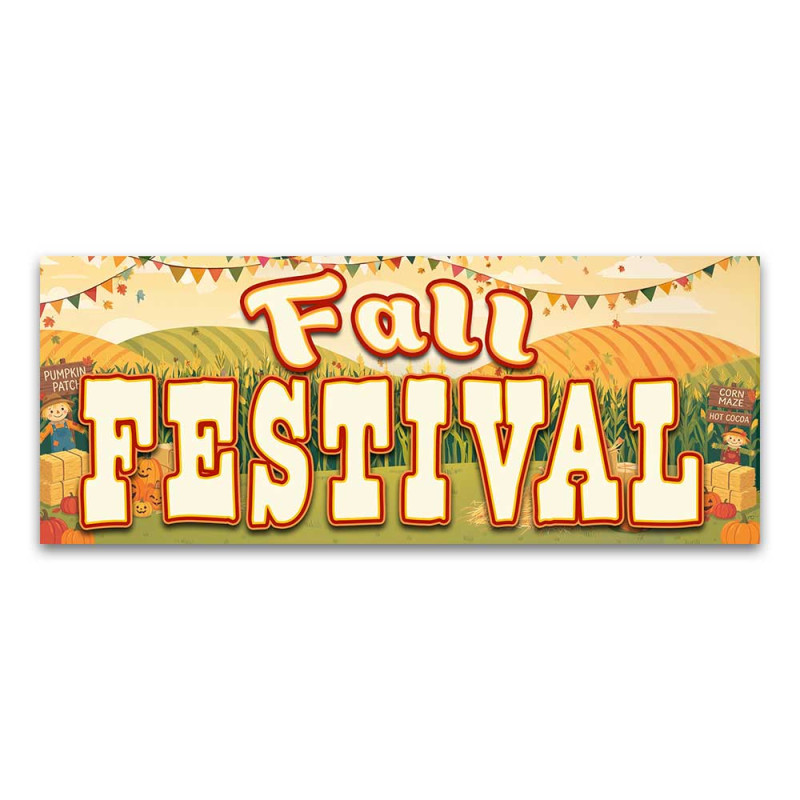 Fall Festival Vinyl Banner with Optional Sizes (Made in the USA)