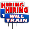 Hiring Will Train 2 Pack Double-Sided Yard Signs 16" x 24" with Metal Stakes (Made in Texas)