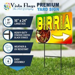 Birria 2 Pack Double-Sided Yard Signs 16" x 24" with Metal Stakes (Made in Texas)
