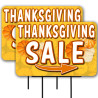 Thanksgiving Sale 2 Pack Double-Sided Yard Signs 16" x 24" with Metal Stakes (Made in Texas)