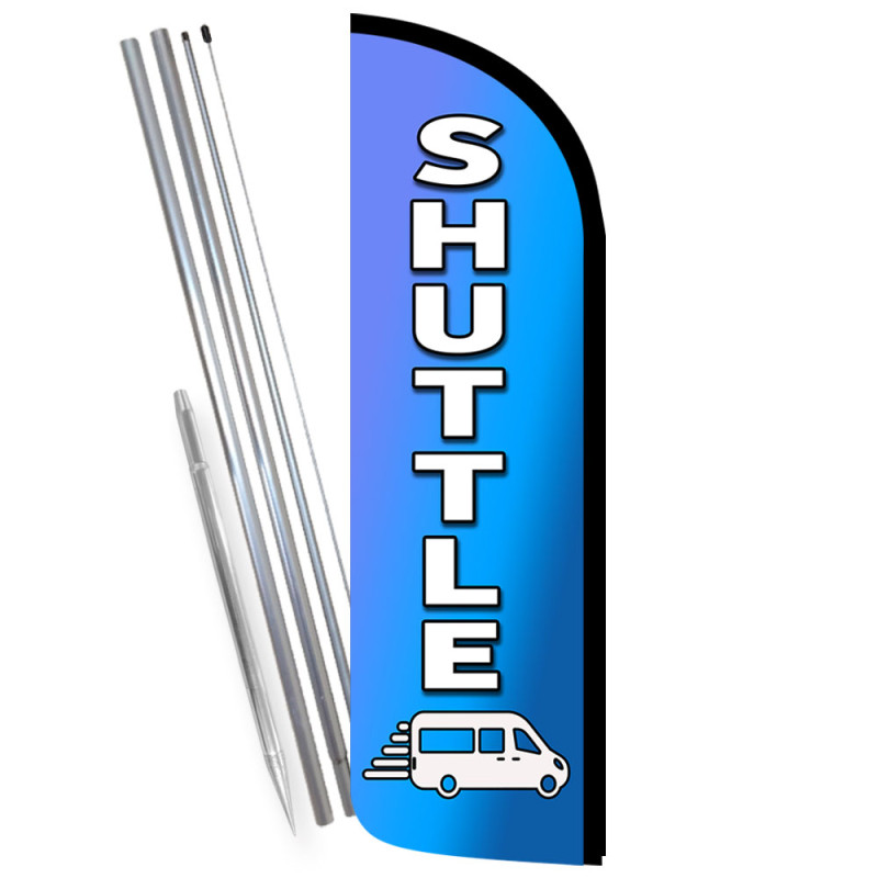 Shuttle Premium Windless Feather Flag Bundle (Complete Kit) OR Optional Replacement Flag Only